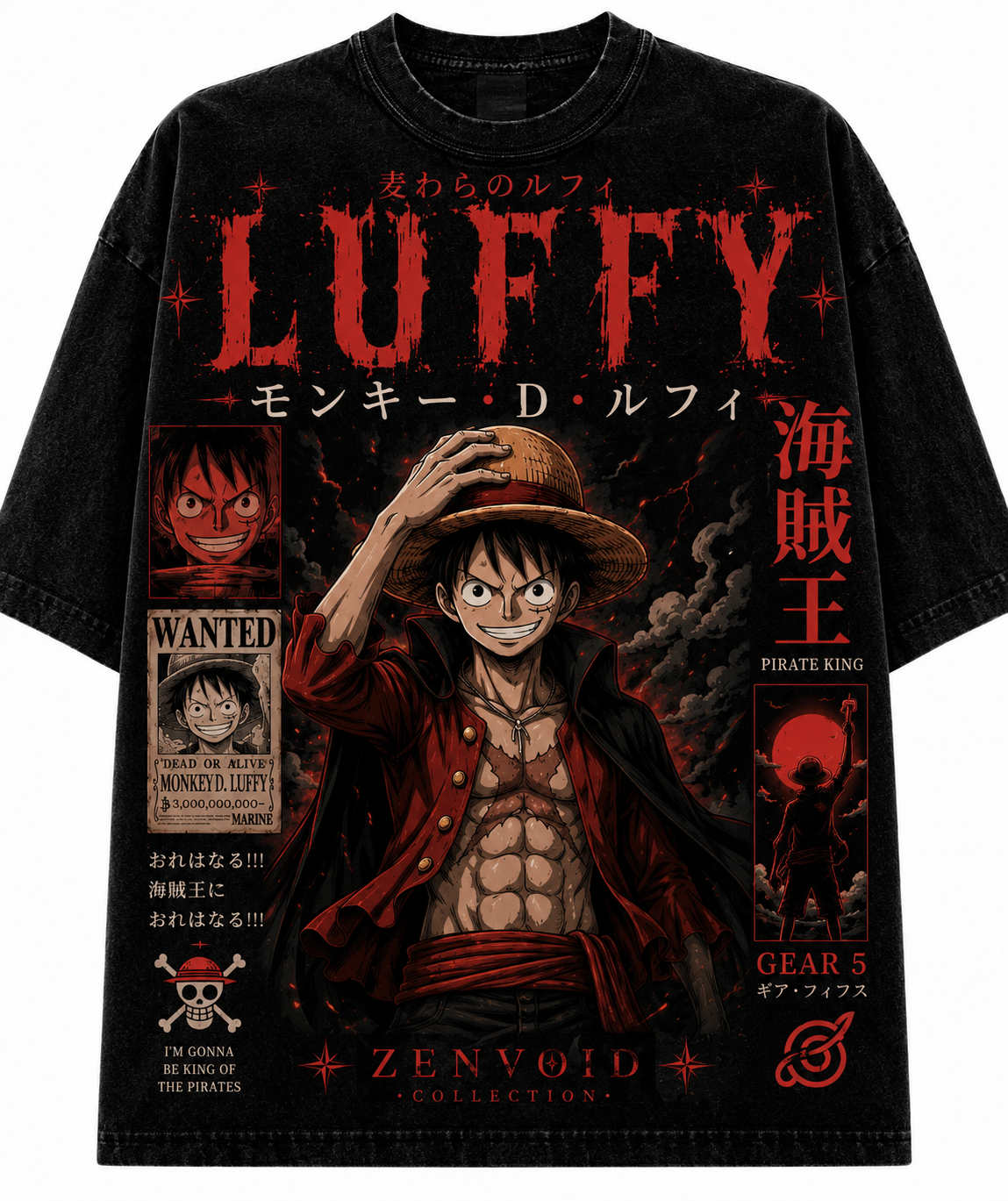 Luffy: Rise of the Pirate King Oversized Tee ZenVoid Collection – Pirate Legacy Series